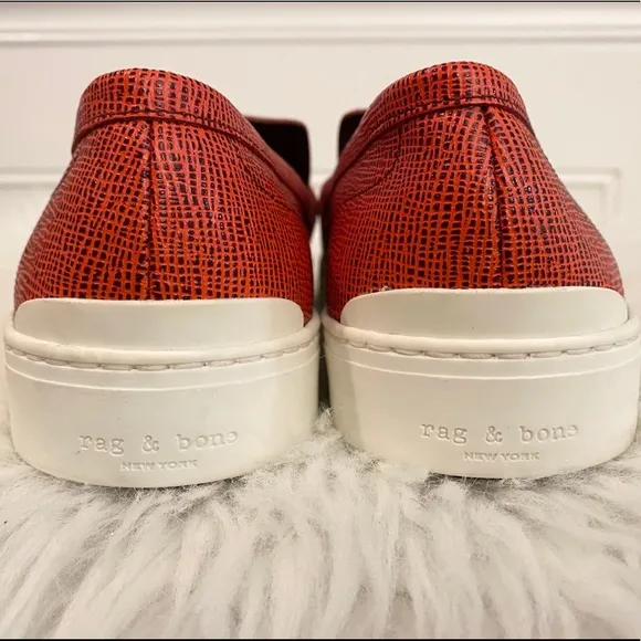 Rag &amp; Bone Colby Embossed Leather Loafer Flats 36