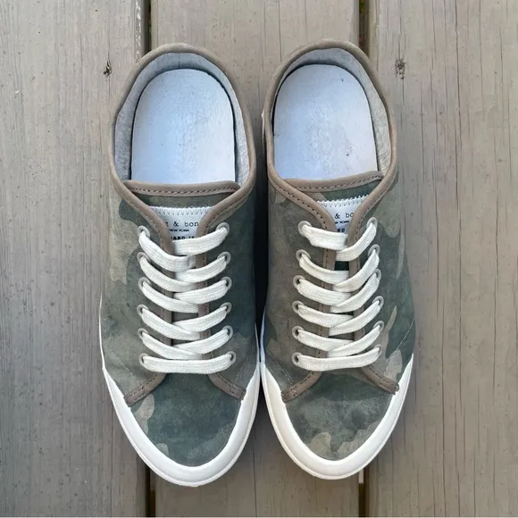 Rag &amp; Bone Standard Issue Low Top Lace Up Camouflage Canvas Sneakers size 38