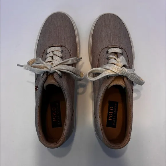 Ralph Lauren Polo Washed Canvas Sneakers Mens 8.5D Excellent Condition