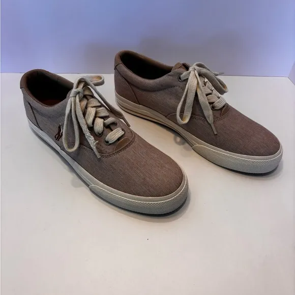 Ralph Lauren Polo Washed Canvas Sneakers Mens 8.5D Excellent Condition