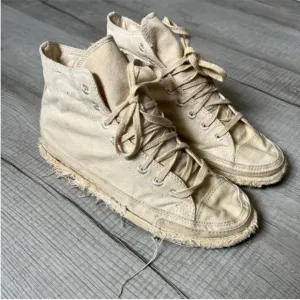 RARE Converse All Canvas Cloth High Top Sneakers Cream Size 8