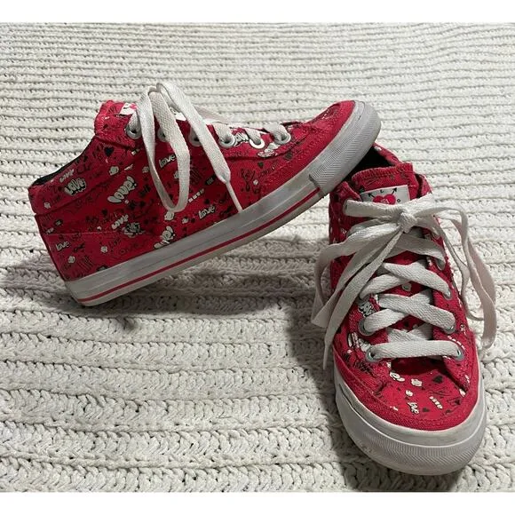 Rare Nike Love Chukka Graphic Go Canvas Sneakers Womens Sz 7 38 Valentines Red