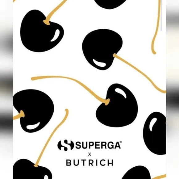 Rare! NWOT Superga X BUTRICH Black and White Cherry Sneakers