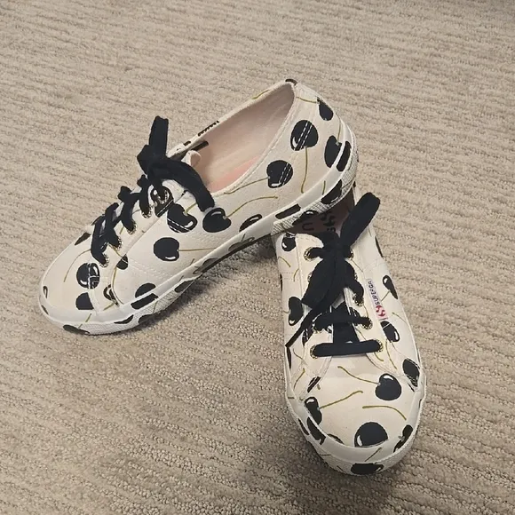 Rare! NWOT Superga X BUTRICH Black and White Cherry Sneakers