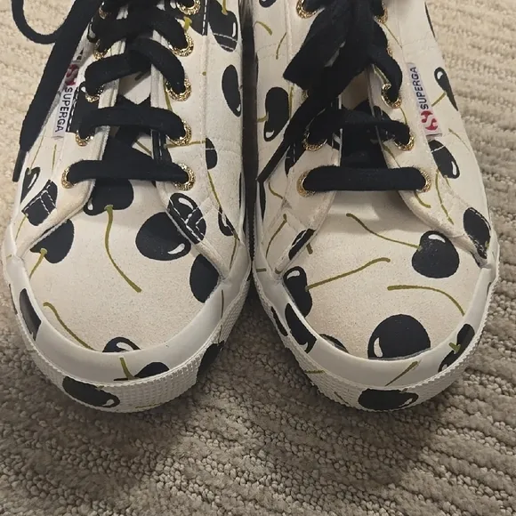 Rare! NWOT Superga X BUTRICH Black and White Cherry Sneakers
