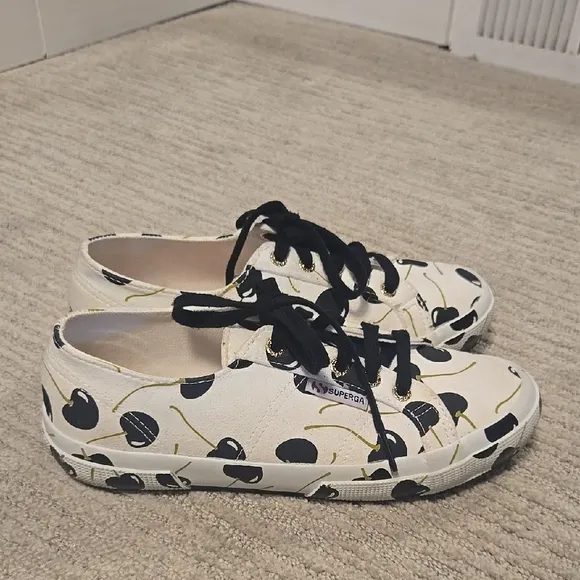 Rare! NWOT Superga X BUTRICH Black and White Cherry Sneakers