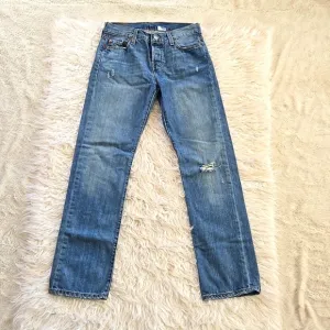 RARE Original Levi's 501 Button Fly Distressed Straight Leg Jeans