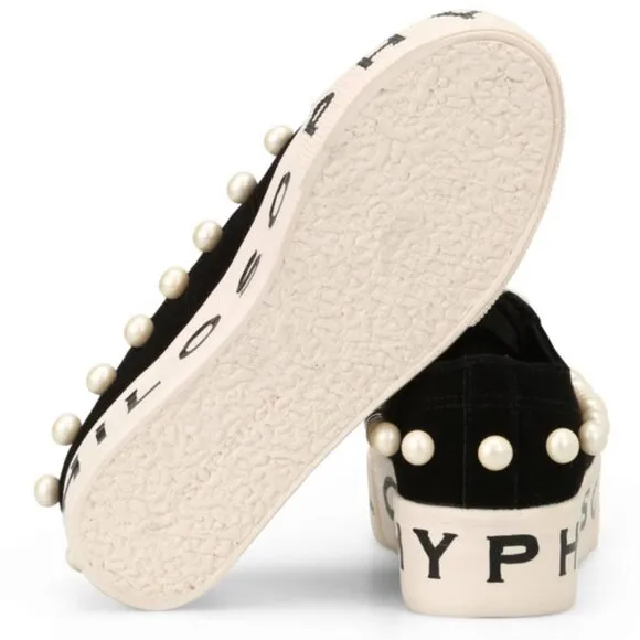 RARE Superga X Philosophy Di Lorenzo Serafini Womens Pearl Stud Sneakers Black