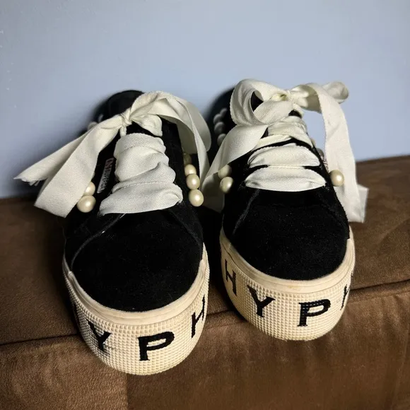 RARE Superga X Philosophy Di Lorenzo Serafini Womens Pearl Stud Sneakers Black