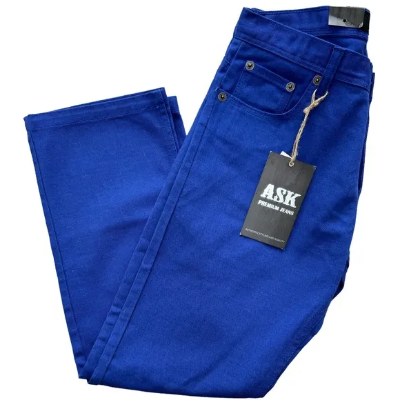 Rare Vintage Jeans Royal Blue Avant Garde ASK Slim Straight Premium Size 34 X 31