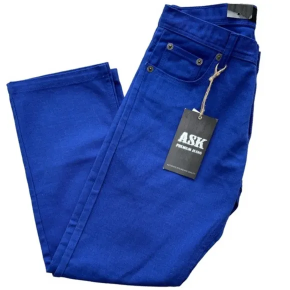 Rare Vintage Jeans Royal Blue Avant Garde ASK Slim Straight Premium Size 34 X 31