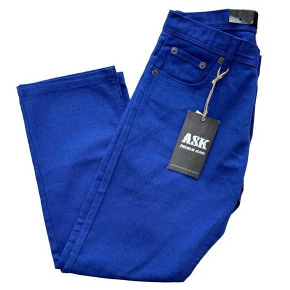 Rare Vintage Jeans Royal Blue Avant Garde ASK Slim Straight Premium Size 34 X 31