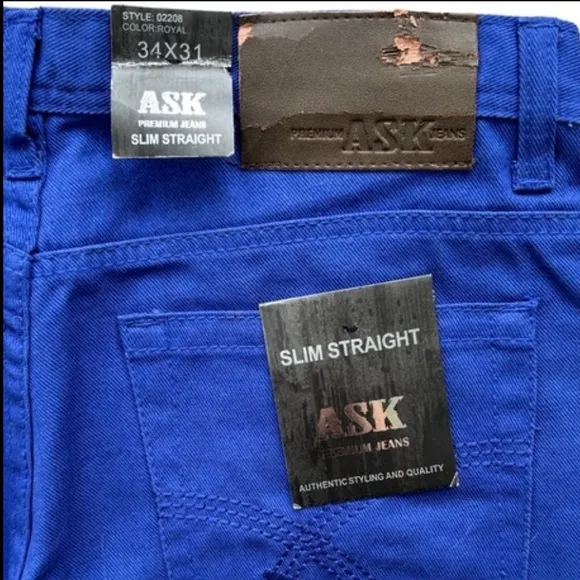 Rare Vintage Jeans Royal Blue Avant Garde ASK Slim Straight Premium Size 34 X 31