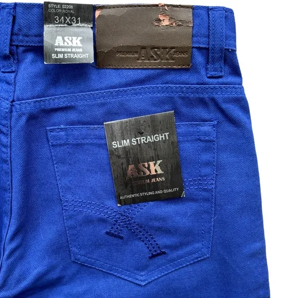 Rare Vintage Jeans Royal Blue Avant Garde ASK Slim Straight Premium Size 34 X 31