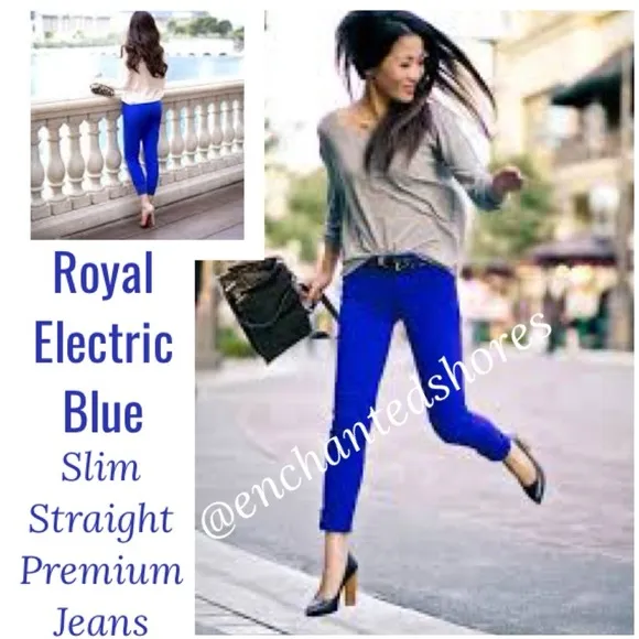 Rare Vintage Jeans Royal Blue Avant Garde ASK Slim Straight Premium Size 34 X 31