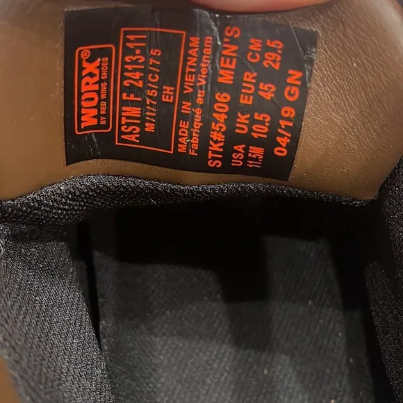 Red Wing Worx 5406 Safety Toe Electrical Hazard Work Boots Brown Size 11.5