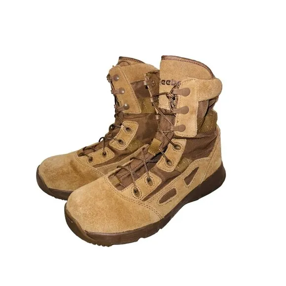 Reebok Hyper Velocity Tan Military Combat Tactical Boot W 8.5 M 6.5 Leather