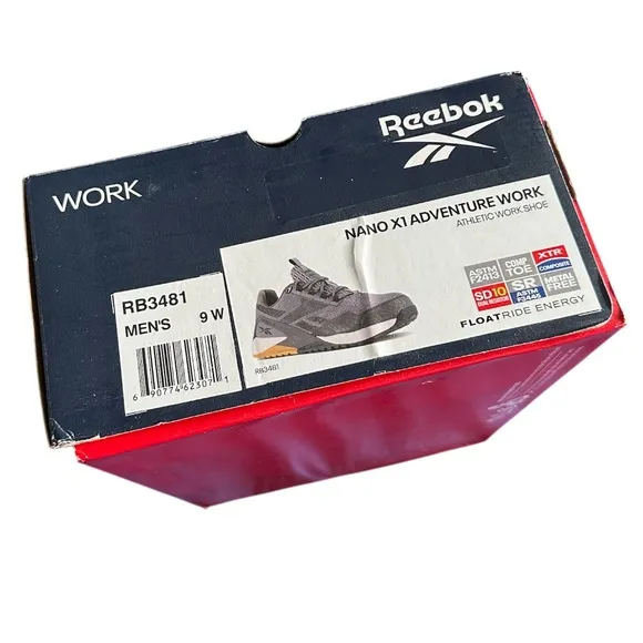 Reebok Men’s Nano X1 Adventure Work Athletic Work Shoe Size 9W Gray and Black