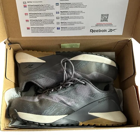 Reebok Men’s Nano X1 Adventure Work Athletic Work Shoe Size 9W Gray and Black