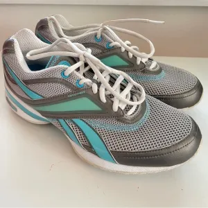 Reebok Women's Easytone Walking Shoes Balance Ball Outsole White/Silver/Blue 9