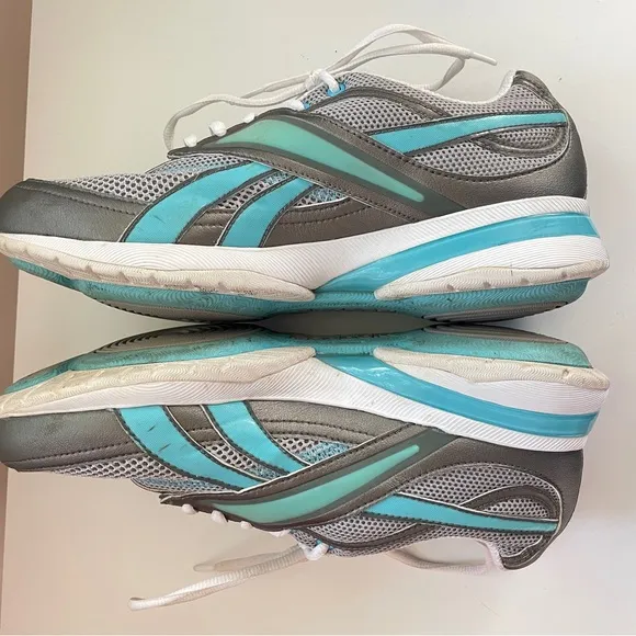 Reebok Women's Easytone Walking Shoes Balance Ball Outsole White/Silver/Blue 9