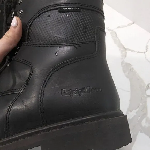 RefrigiWear Platinum Black Leather Vitacomfort waterproof safety work Boot sz 12