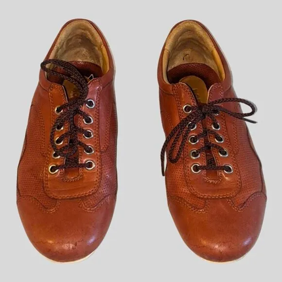 Robert Zur Women's 8M Brown Leather Lace-Up Shoes Casual Comfort Perforated