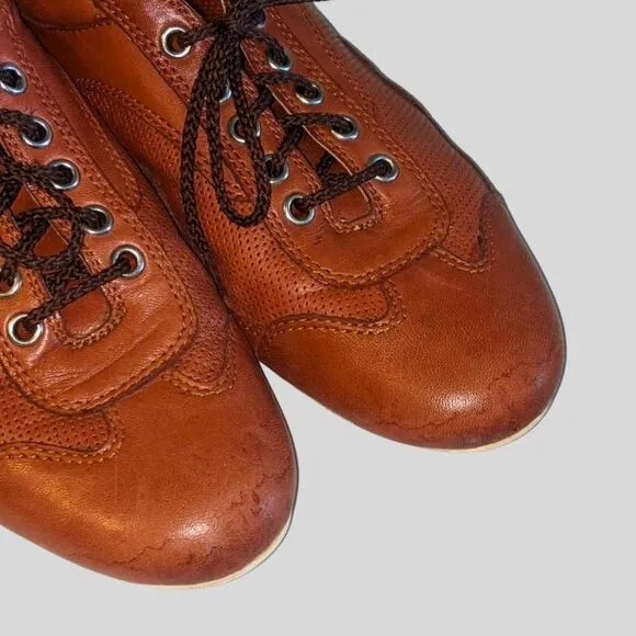 Robert Zur Women's 8M Brown Leather Lace-Up Shoes Casual Comfort Perforated