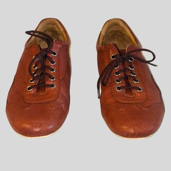 Robert Zur Women's 8M Brown Leather Lace-Up Shoes Casual Comfort Perforated