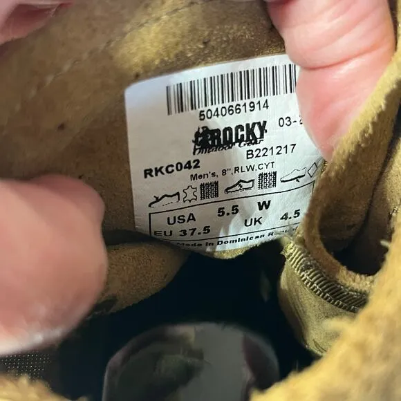 Rocky Boots Military Tan Suede Hiking Outdoors Tactical RKC042 Lightweight 5.5