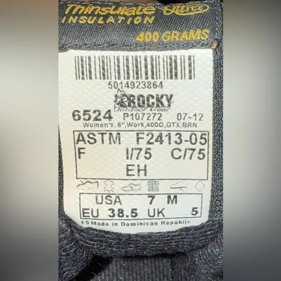 Rocky ProLight Women's Steel Toe WP Insulated Work Boot Size 7
