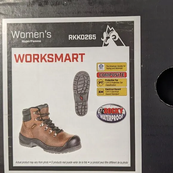 Rocky Worksmart Composite Toe Work Boots, Brown, Women's 7 Wide
