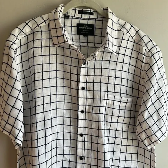 Rodd &amp; Gunn Halfway Rocks Tattersall Short Sleeve Linen Button-Up Shirt Sz 2XL