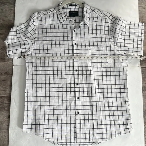 Rodd &amp; Gunn Halfway Rocks Tattersall Short Sleeve Linen Button-Up Shirt Sz 2XL