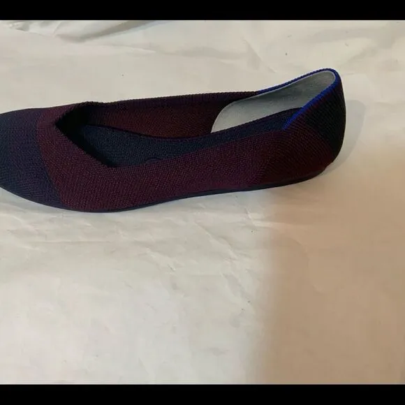 Rothys Ballet Flats Shoes Red Black Maroon Knit Round Toe Women's Size 8 New