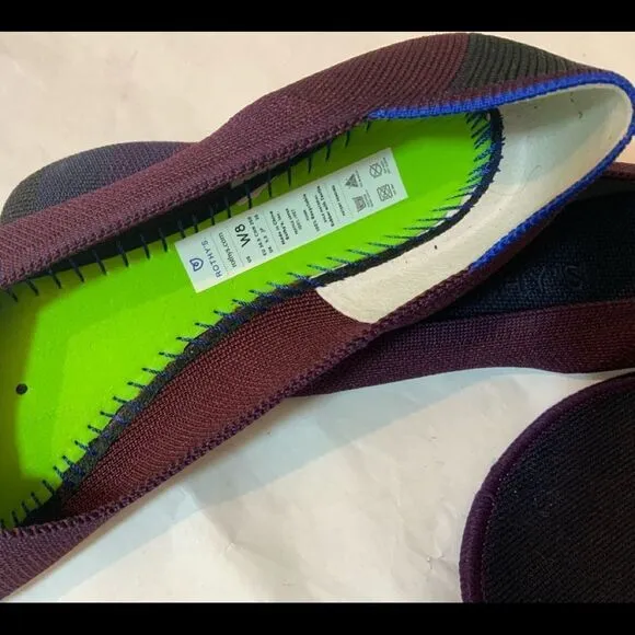 Rothys Ballet Flats Shoes Red Black Maroon Knit Round Toe Women's Size 8 New