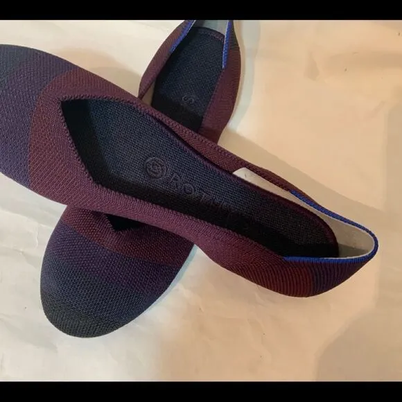 Rothys Ballet Flats Shoes Red Black Maroon Knit Round Toe Women's Size 8 New