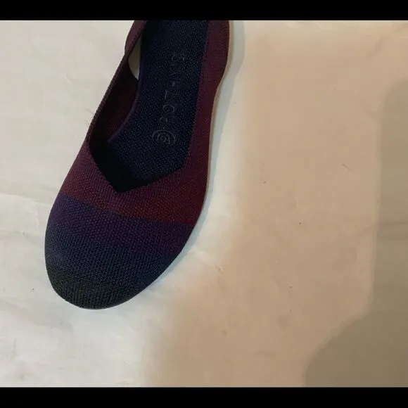 Rothys Ballet Flats Shoes Red Black Maroon Knit Round Toe Women's Size 8 New