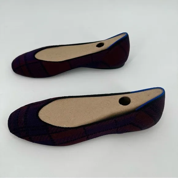 ROTHYS Cranberry Plaid Flats 7.5 Women’s Retired Pattern Shoes