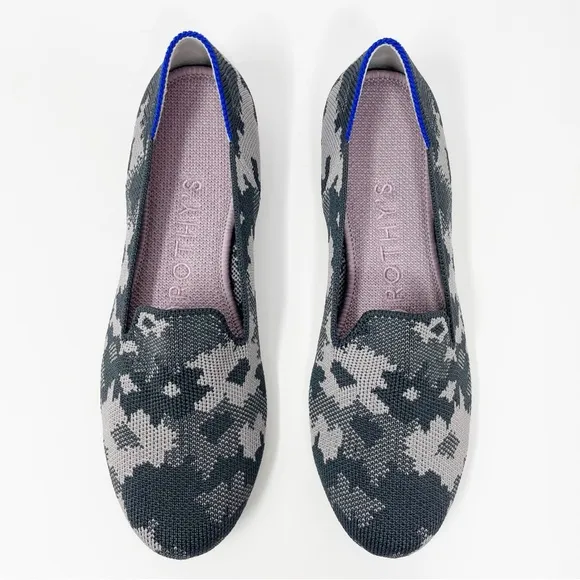 Rothy’s Grey Botanicamo Loafer Camo Knit Flats Shoes Gray Mule Ballet Shoes
