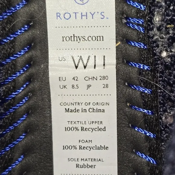 Rothy's maritime blue lattice stitch round toe flat Size 11