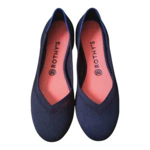 Rothy's maritime blue lattice stitch round toe flat Size 11