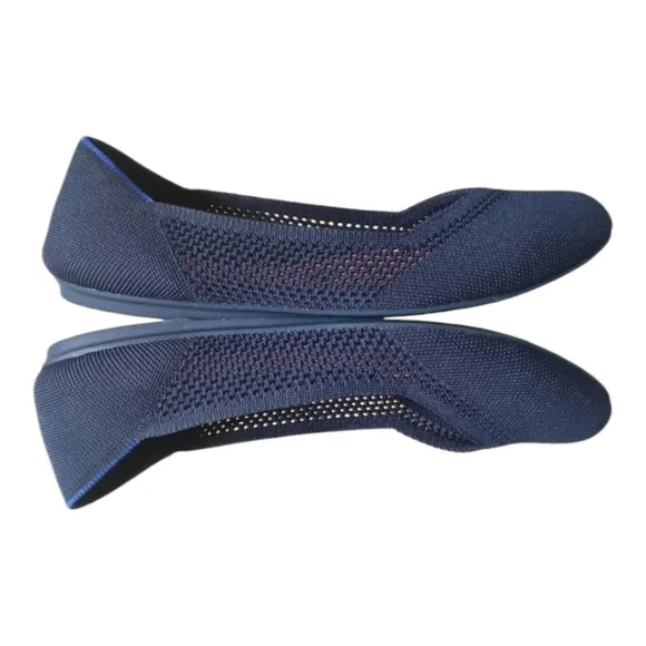 Rothy's maritime blue lattice stitch round toe flat Size 11