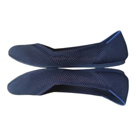 Rothy's maritime blue lattice stitch round toe flat Size 11