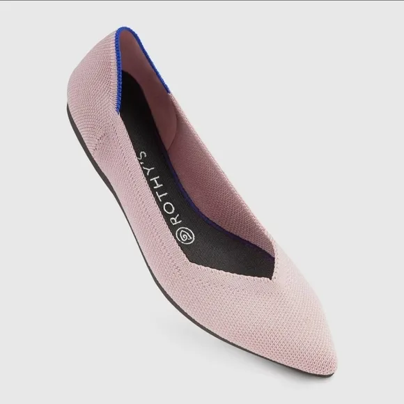ROTHY’S  Preppy Petal Pink Pointed Toe Flats Retired Shoes Size 10.5