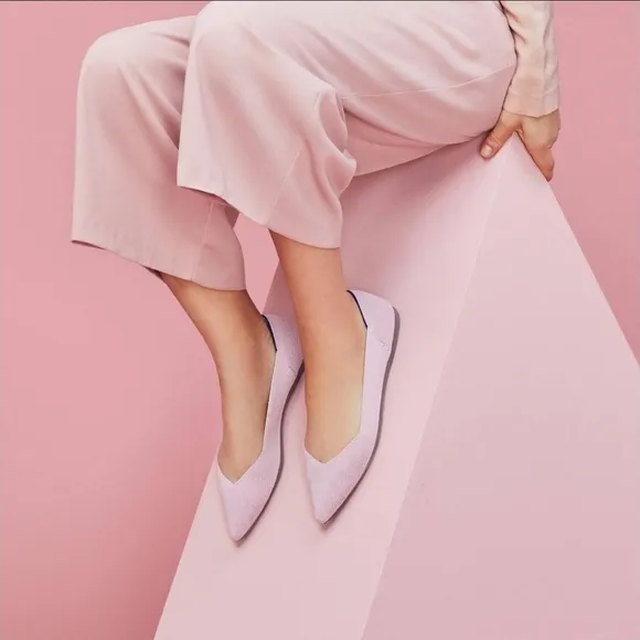ROTHY’S  Preppy Petal Pink Pointed Toe Flats Retired Shoes Size 10.5