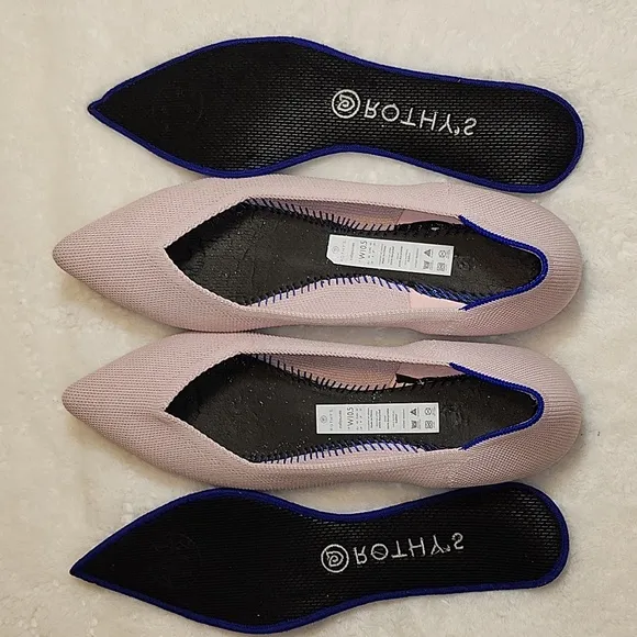 ROTHY’S  Preppy Petal Pink Pointed Toe Flats Retired Shoes Size 10.5