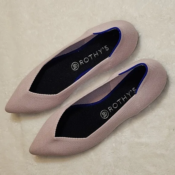 ROTHY’S  Preppy Petal Pink Pointed Toe Flats Retired Shoes Size 10.5
