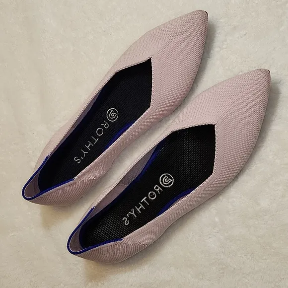 ROTHY’S  Preppy Petal Pink Pointed Toe Flats Retired Shoes Size 10.5