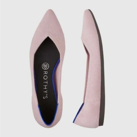 ROTHY’S  Preppy Petal Pink Pointed Toe Flats Retired Shoes Size 10.5